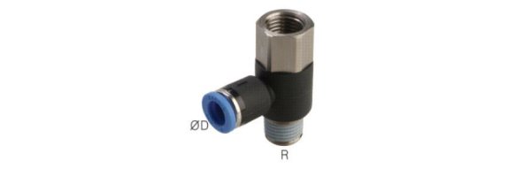 L-push in fittings, with Internal- and external thread, standard