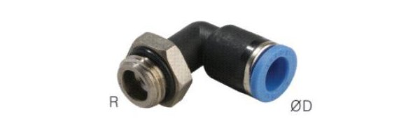 L-push in fittings, short, with cylindrical thread, Standard