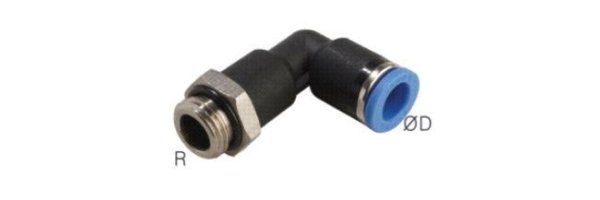 L-push in fittings, medium length, with cylindrical thread, standard