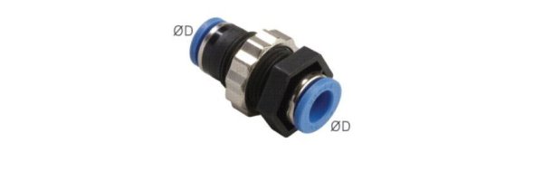 Bulkhead push-in connectors from plastic, standard