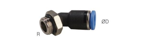Push-in fittings 45°, with cylindrical thread, standard