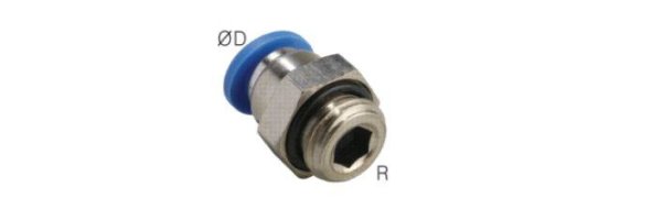 Push-in fittings with external hex, mini