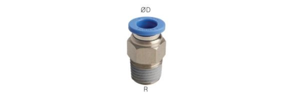 Push-in fittings with internal and external hex, standard