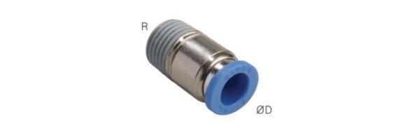 Push-in fittings with internal hex and round body, standard