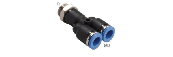 Y-push-in fittings with cylindrical thread, standard