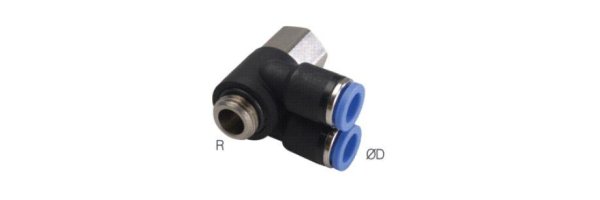 Y-push-in fittings with cylindrical internal and external thread, standard