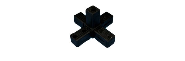 Square tube connector - cross shaped with outlet