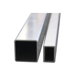 aluminium shaped tube 45 x45 x 2,5 R3,5 mm, per  m ± 5mm, alu tube square