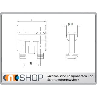 Bolzenverbinder B-Typ Nut 10 Länge 40 mm