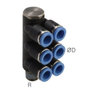 Steck-Mehrfachverteiler, 6-fach R 1/2"-10mm, IQS-Standard