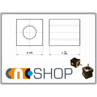 Trapezoidal nut 14x4 right hand thread, square, machining steel