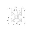 Alu-profile 8 30x30, B-type, per m +/- 5 mm
