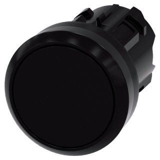 Drucktaster, 22 mm, rund, Kunststoff, schwarz, Druckknopf, flach, tastend