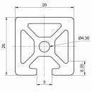 Alu-Profil 5 20x20 3N, je 1990 mm +/- 5 mm