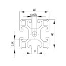 Profile 40x40 leicht per meter +/- 5 mm, I-Type, slot 8