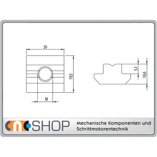 Nutenstein schwer + Steg,  P10 M8