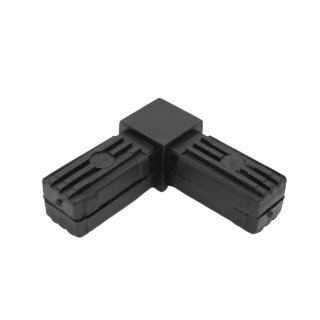 Connector, right angle shaped for aluminium tube 20 x 20 x 1, 5mm, PA black with steel core