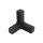 Connector, corner shaped with outlet for aluminium tube 30 x 30 x 2,0mm, PA black with steel core