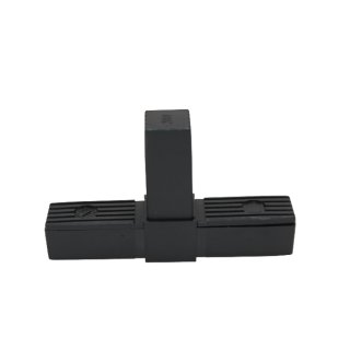 Connector, T-shape with outlet for aluminium tube 20 x 20 x 1,5mm, PA black with steel core