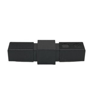 Connector, elongation for aluminium square tube 25x25x1,5mm, PA black with steel core