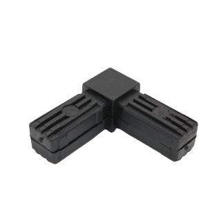 Connector, right angle shaped for aluminium tube 25 x 25 x 1,5mm, PA black with steel core