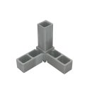 Connector, corner shaped with outlet for aluminium tube...